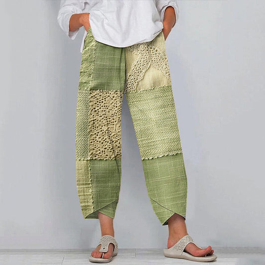 Vintage Lace Patchwork Art Linen Pants elevenforest