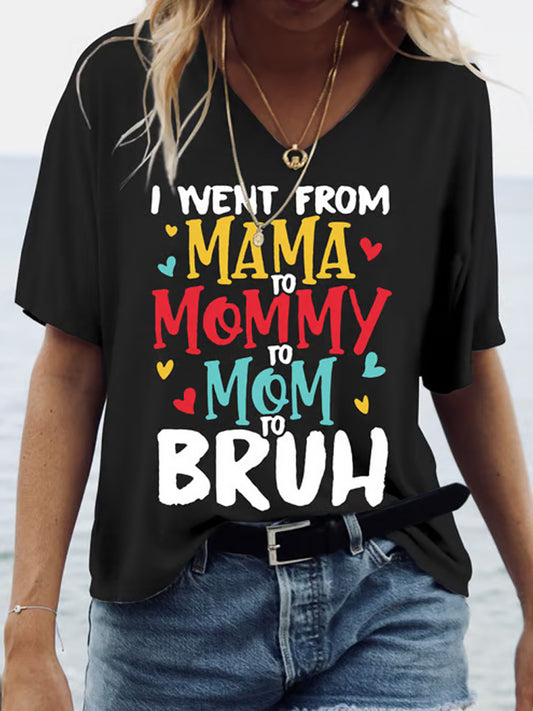 Comstylish Mother's Day I Went From Mama Ro Mom Ro Bruh Letter Print T-shirt