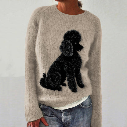 Comstylish Black Poodle Plush Dog Art Cozy Sweater