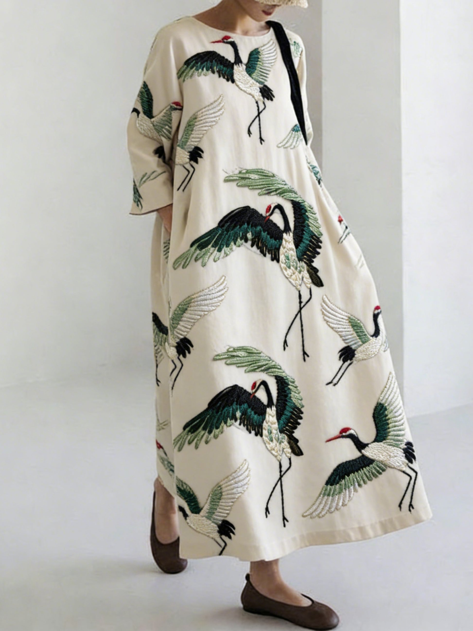 Comstylish Japanese Art Retro Leisure Linen Dress