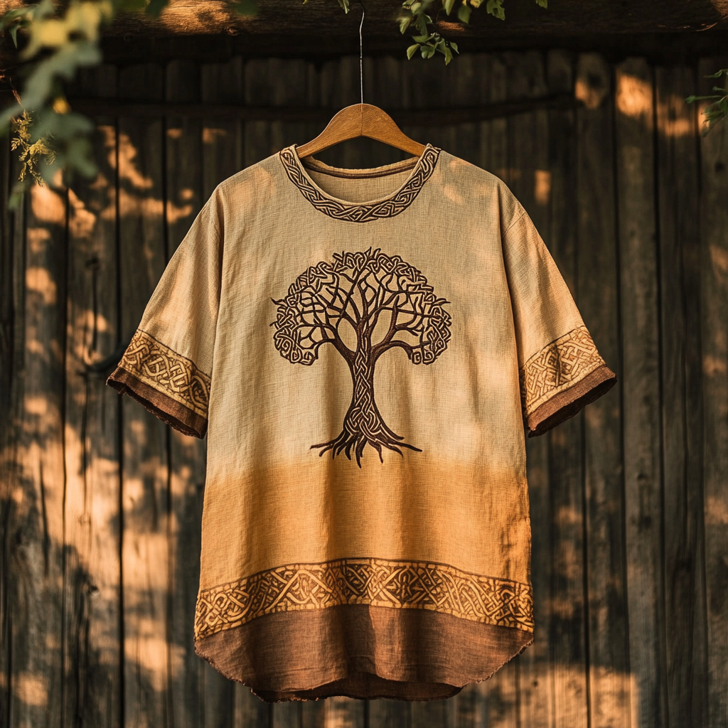Men's Viking Art Gradient Linen T Shirt elevenforest