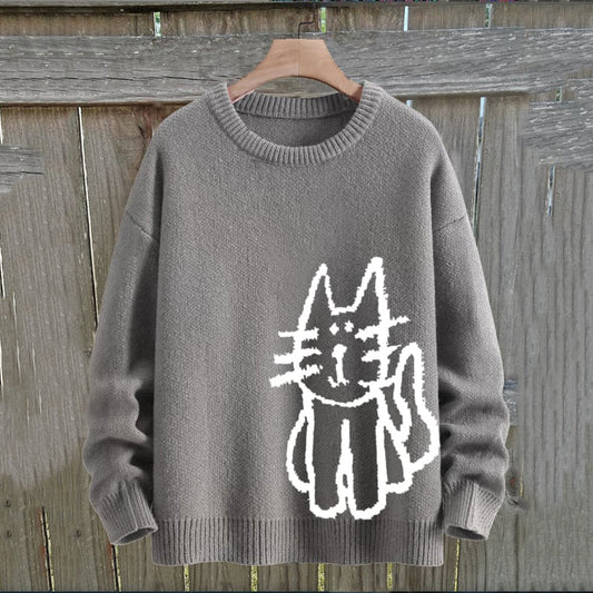 Comstylish Women's Cat Knitted Art Cozy Sweater