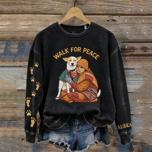 Comstylish Walk For Peace Aloka & Monk Paw & Foot Prints Sweatshirt