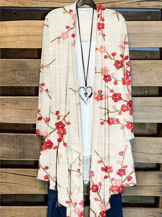 Plum Blossom Embroidered Art Flowy Cardigan elevenforest