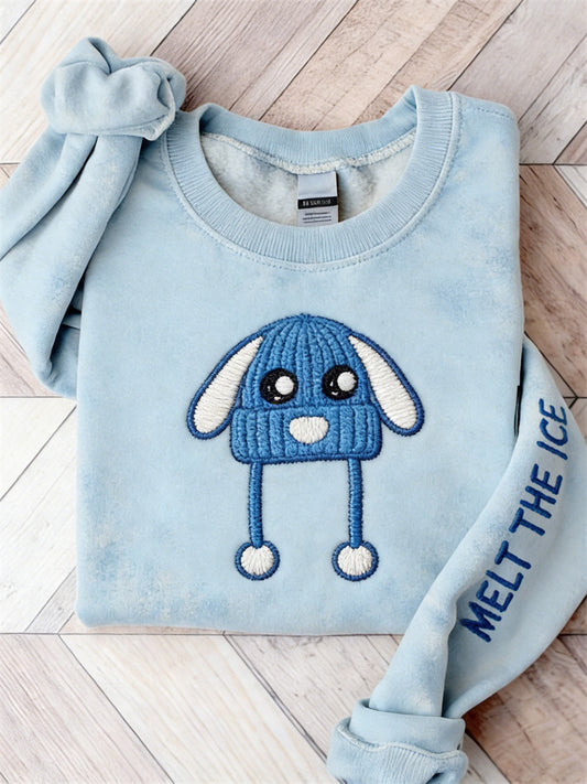 Comstylish Melt The Ice Bunny Hat Cozy Washed Sweatshirt