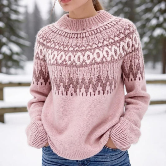 Comstylish Women's Iceland Wave Jacquard Comfort Knit Sweater