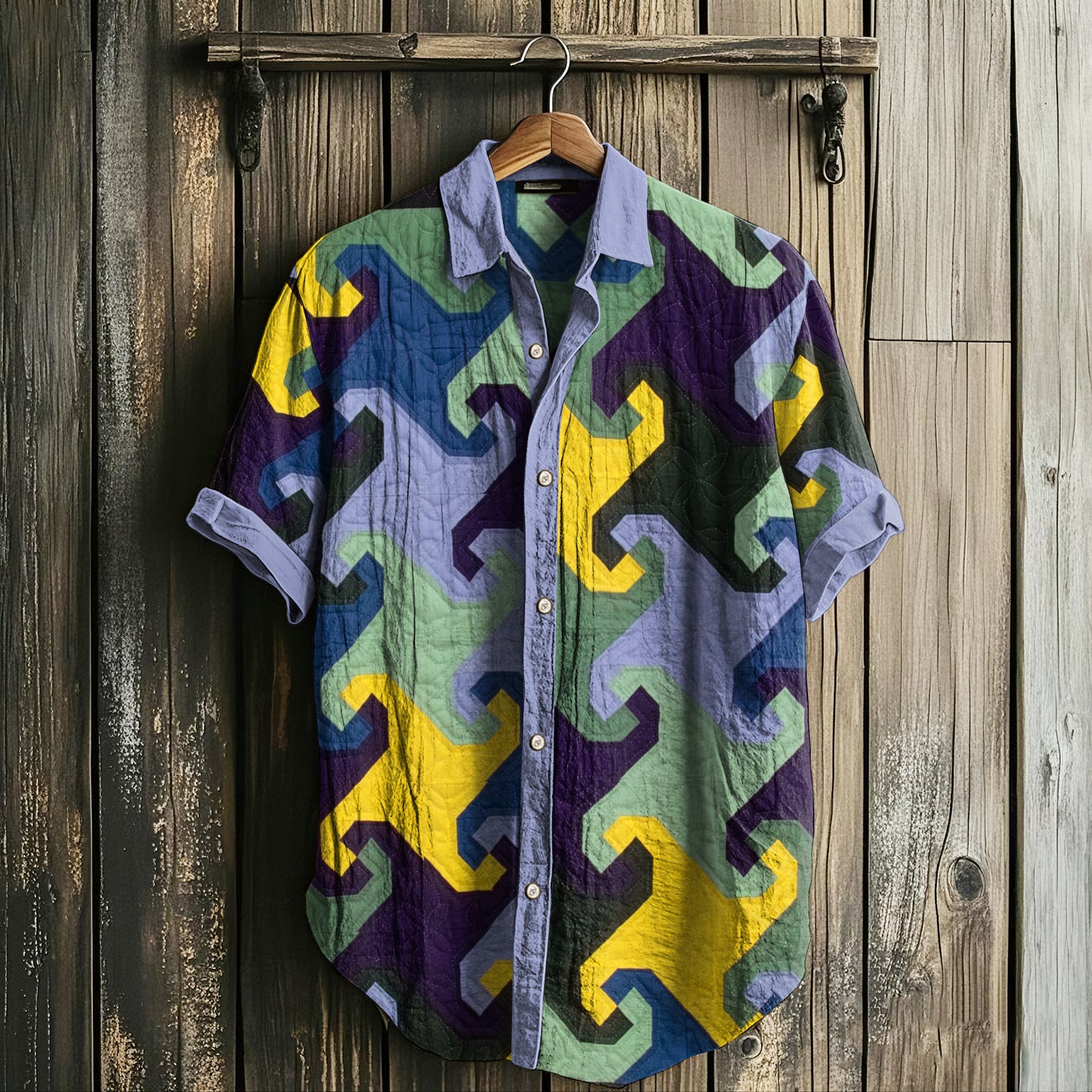 Men's Retro Amish Dancing In The Rain Classic Pattern Linen Shirt elevenforest