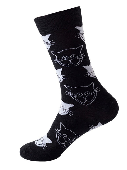 Cute Cartoon Cats Pattern Mid-calf Socks elevenforest