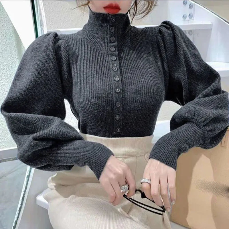 Paloma® | Chic turtleneck sweater with puff sleeves