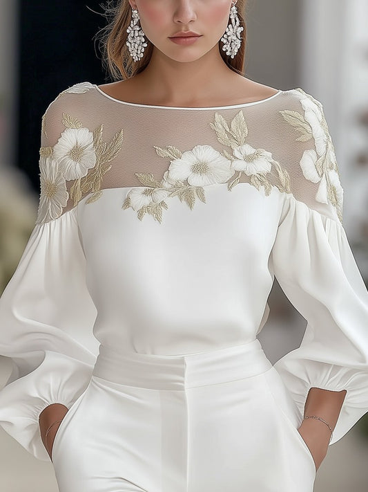 Shipping Stylish Shirt With Mesh Embroidery