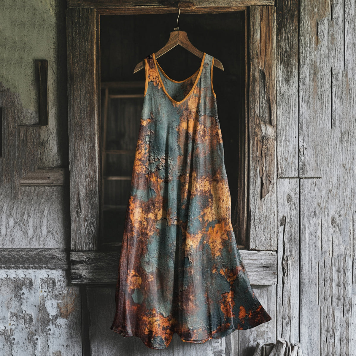 Vintage Rust Art Tank Midi Dress artswardrobe