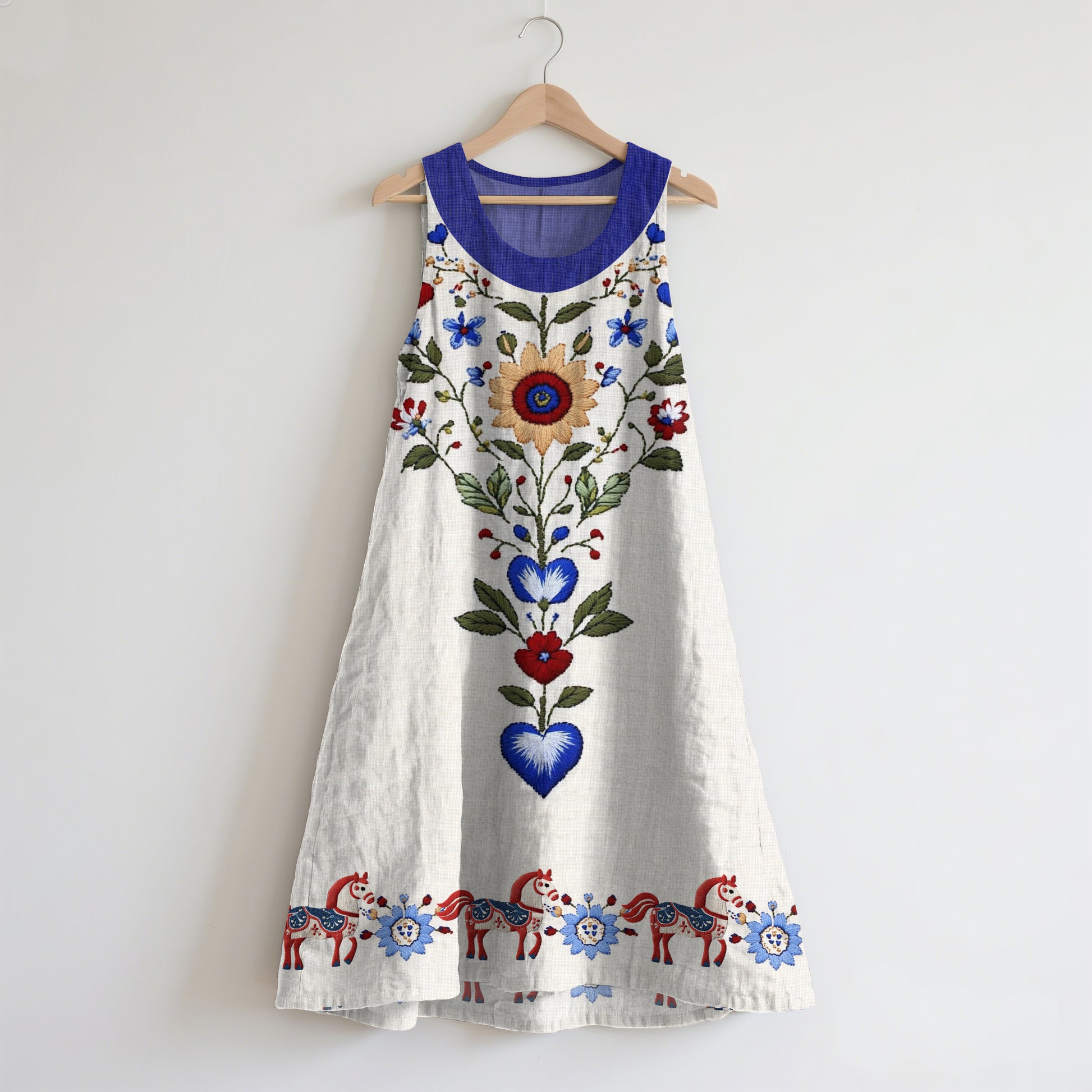 Vintage Swedish Floral Art Linen Tank Dress elevenforest