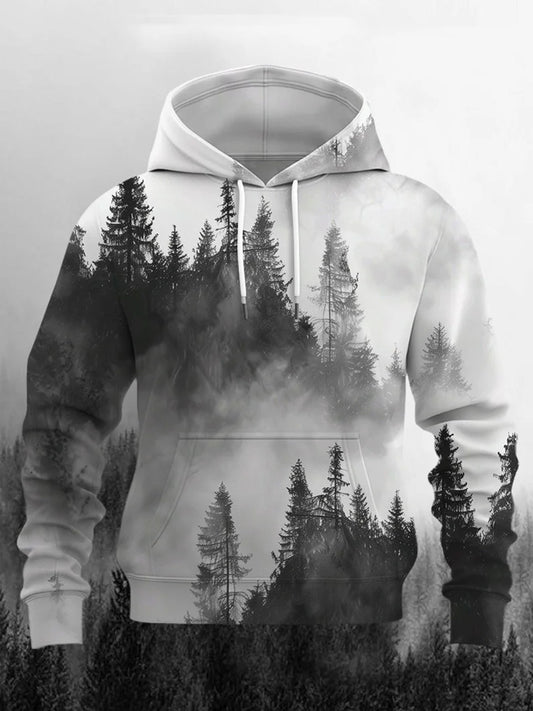 Men's Black Forest Print Hoodie elevenforest