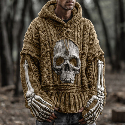 Men's Vintage Viking-style Skull-patterned Warm Sweater elevenforest