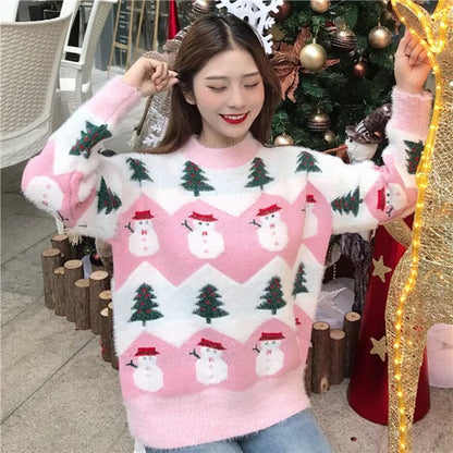 Celia® | Christmas sweater with Santa Claus and Christmas tree motifs