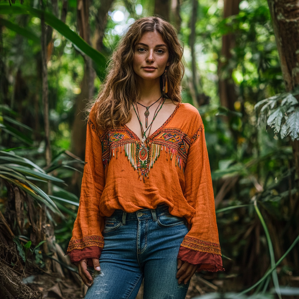 Retro Floral Tribal Embroidery Art Cotton And Linen Blend Loose Blouse elevenforest