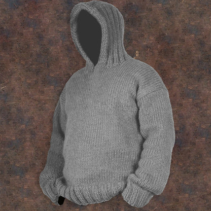 Vintage Cable Knit Basic Hooded Sweater artswardrobe