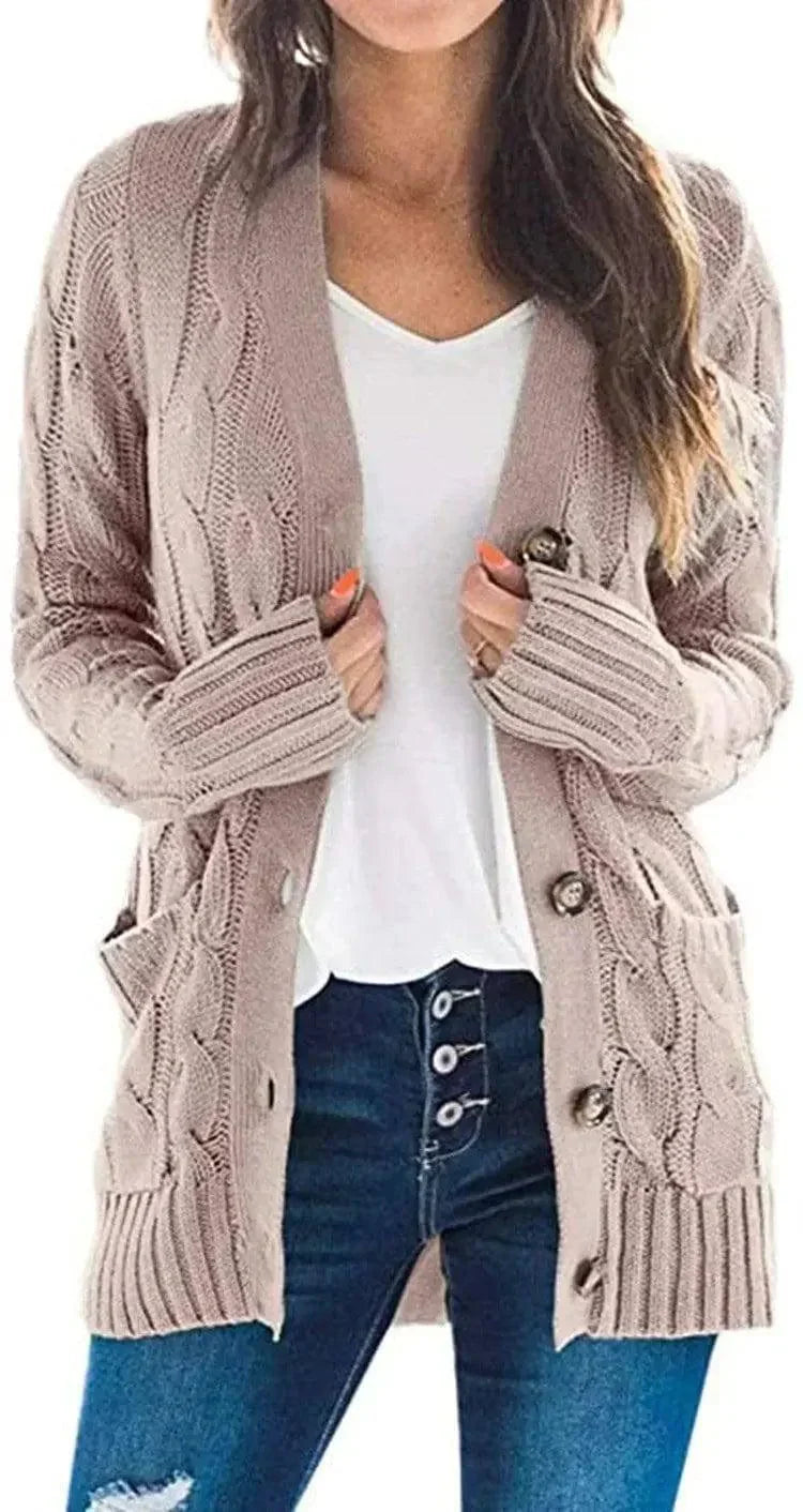 Mid-length Sweater Cardigan-Black-21